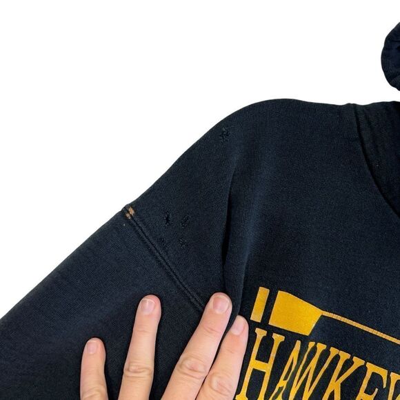 Vintage Hanes Iowa Hawkeye Rowing hoodie-distressed well worn with defects - Picture 6 of 16